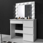Set Masa toaleta cosmetica machiaj SEA505 cu masuta vanity, oglinda cu LED-uri cu sau fara scaun, alb | Review si Pareri